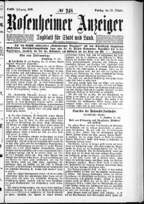 Rosenheimer Anzeiger Dienstag 31. Oktober 1899