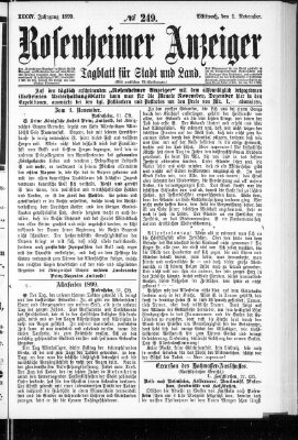 Rosenheimer Anzeiger Mittwoch 1. November 1899