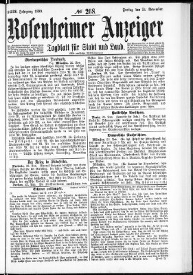 Rosenheimer Anzeiger Freitag 24. November 1899