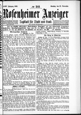 Rosenheimer Anzeiger Samstag 25. November 1899