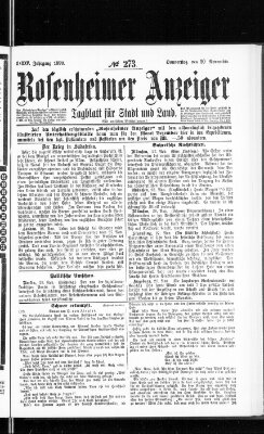 Rosenheimer Anzeiger Donnerstag 30. November 1899