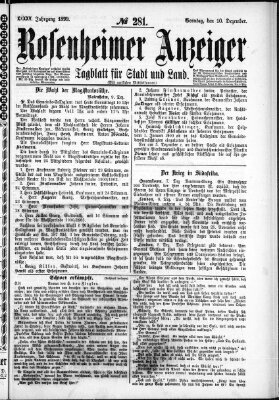 Rosenheimer Anzeiger Sonntag 10. Dezember 1899