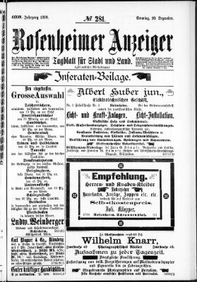 Rosenheimer Anzeiger Sonntag 10. Dezember 1899