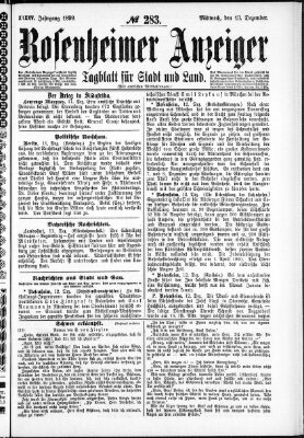 Rosenheimer Anzeiger Mittwoch 13. Dezember 1899