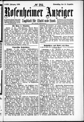 Rosenheimer Anzeiger Donnerstag 14. Dezember 1899