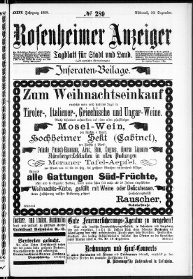 Rosenheimer Anzeiger Mittwoch 20. Dezember 1899