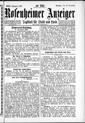 Rosenheimer Anzeiger Samstag 23. Dezember 1899