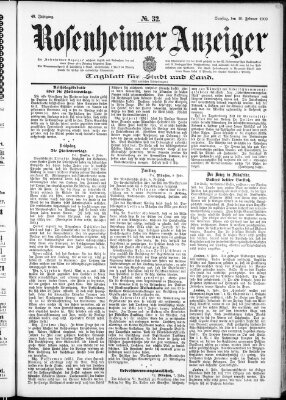 Rosenheimer Anzeiger Samstag 10. Februar 1900