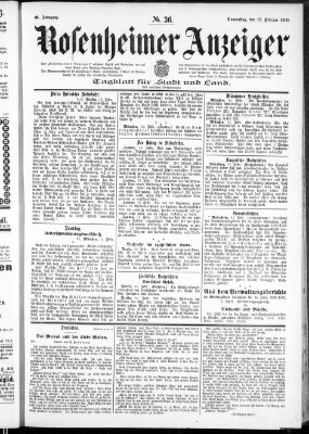 Rosenheimer Anzeiger Donnerstag 15. Februar 1900