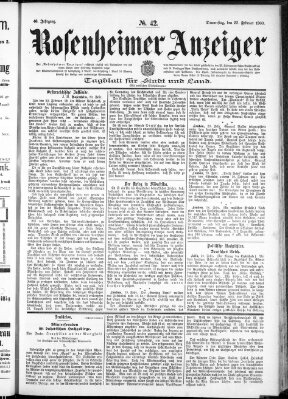 Rosenheimer Anzeiger Donnerstag 22. Februar 1900