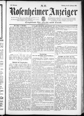 Rosenheimer Anzeiger Sonntag 25. Februar 1900
