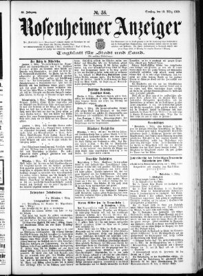 Rosenheimer Anzeiger Samstag 10. März 1900