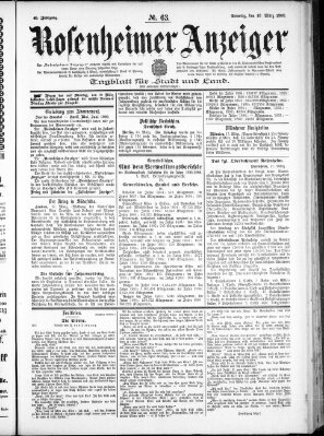 Rosenheimer Anzeiger Sonntag 18. März 1900