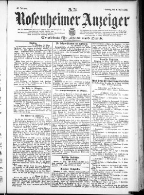 Rosenheimer Anzeiger Sonntag 1. April 1900