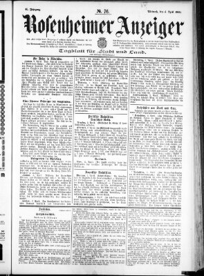 Rosenheimer Anzeiger Mittwoch 4. April 1900