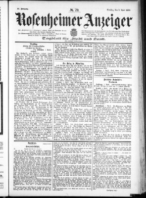 Rosenheimer Anzeiger Samstag 7. April 1900