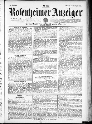 Rosenheimer Anzeiger Mittwoch 11. April 1900