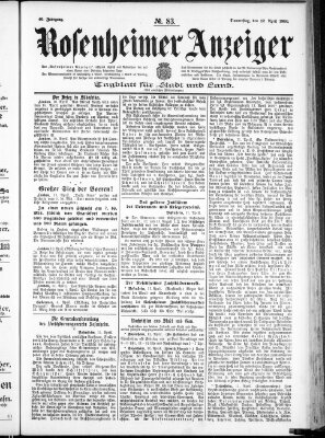 Rosenheimer Anzeiger Donnerstag 12. April 1900