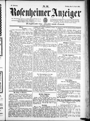 Rosenheimer Anzeiger Sonntag 15. April 1900