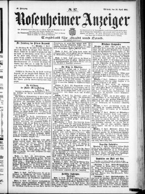 Rosenheimer Anzeiger Mittwoch 18. April 1900