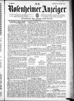 Rosenheimer Anzeiger Donnerstag 19. April 1900