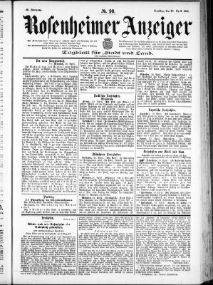 Rosenheimer Anzeiger Samstag 21. April 1900