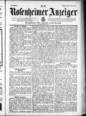 Rosenheimer Anzeiger Sonntag 22. April 1900