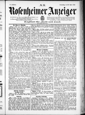 Rosenheimer Anzeiger Donnerstag 26. April 1900