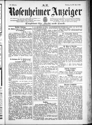 Rosenheimer Anzeiger Sonntag 29. April 1900