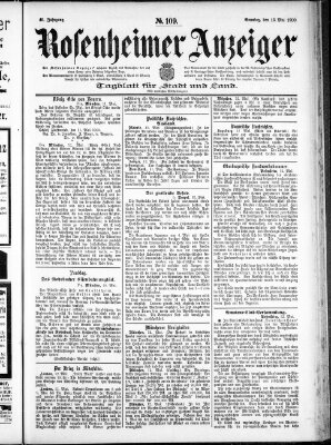 Rosenheimer Anzeiger Sonntag 13. Mai 1900