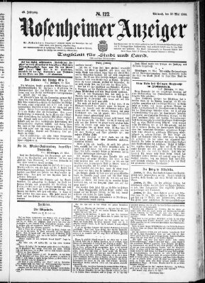 Rosenheimer Anzeiger Mittwoch 30. Mai 1900