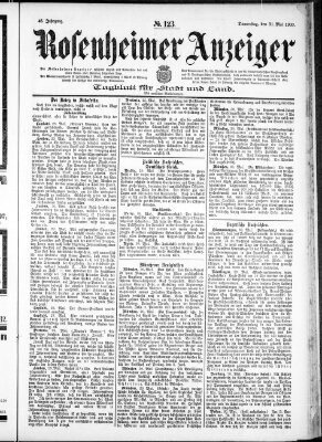 Rosenheimer Anzeiger Donnerstag 31. Mai 1900