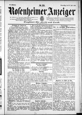 Rosenheimer Anzeiger Donnerstag 21. Juni 1900