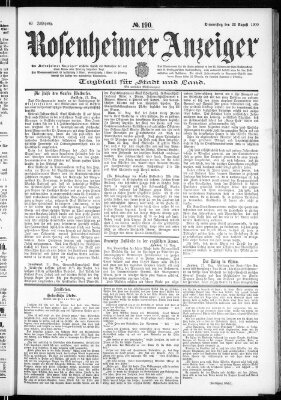 Rosenheimer Anzeiger Donnerstag 23. August 1900