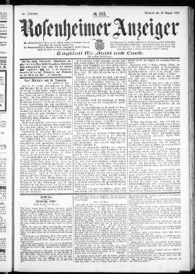 Rosenheimer Anzeiger Mittwoch 29. August 1900