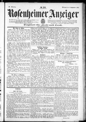 Rosenheimer Anzeiger Mittwoch 5. September 1900