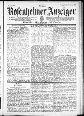 Rosenheimer Anzeiger Dienstag 18. September 1900