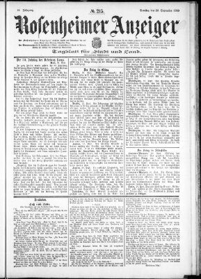 Rosenheimer Anzeiger Samstag 22. September 1900