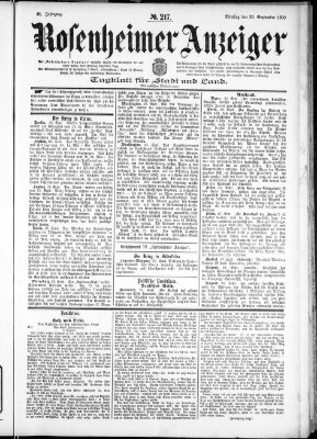 Rosenheimer Anzeiger Dienstag 25. September 1900