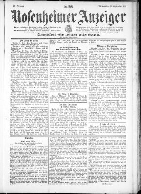 Rosenheimer Anzeiger Mittwoch 26. September 1900