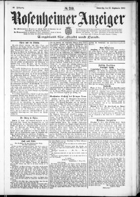 Rosenheimer Anzeiger Donnerstag 27. September 1900