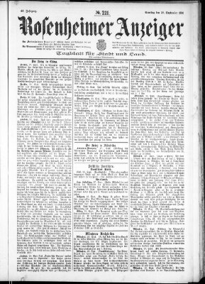 Rosenheimer Anzeiger Samstag 29. September 1900