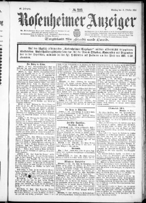 Rosenheimer Anzeiger Dienstag 2. Oktober 1900