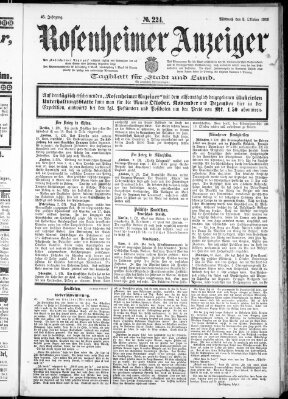 Rosenheimer Anzeiger Mittwoch 3. Oktober 1900