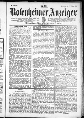 Rosenheimer Anzeiger Donnerstag 11. Oktober 1900