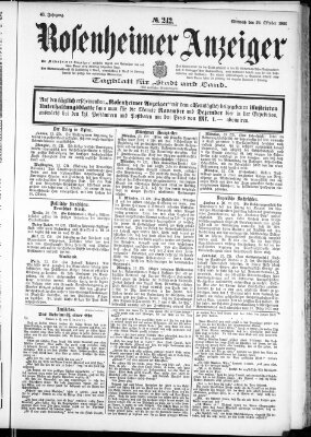 Rosenheimer Anzeiger Mittwoch 24. Oktober 1900