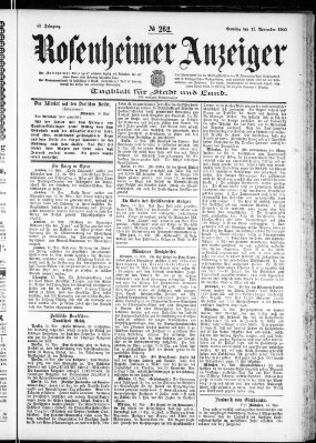 Rosenheimer Anzeiger Samstag 17. November 1900