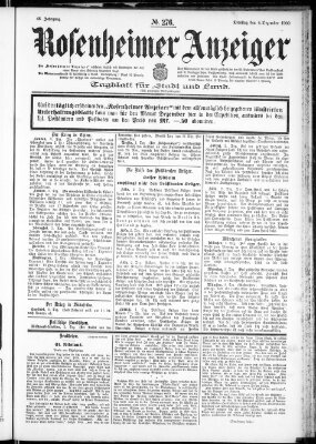 Rosenheimer Anzeiger Dienstag 4. Dezember 1900