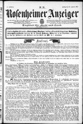 Rosenheimer Anzeiger Freitag 25. Januar 1901