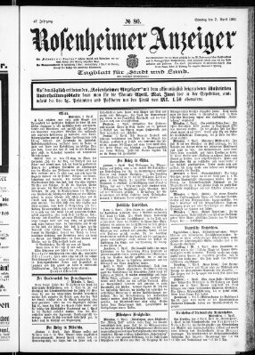 Rosenheimer Anzeiger Sonntag 7. April 1901